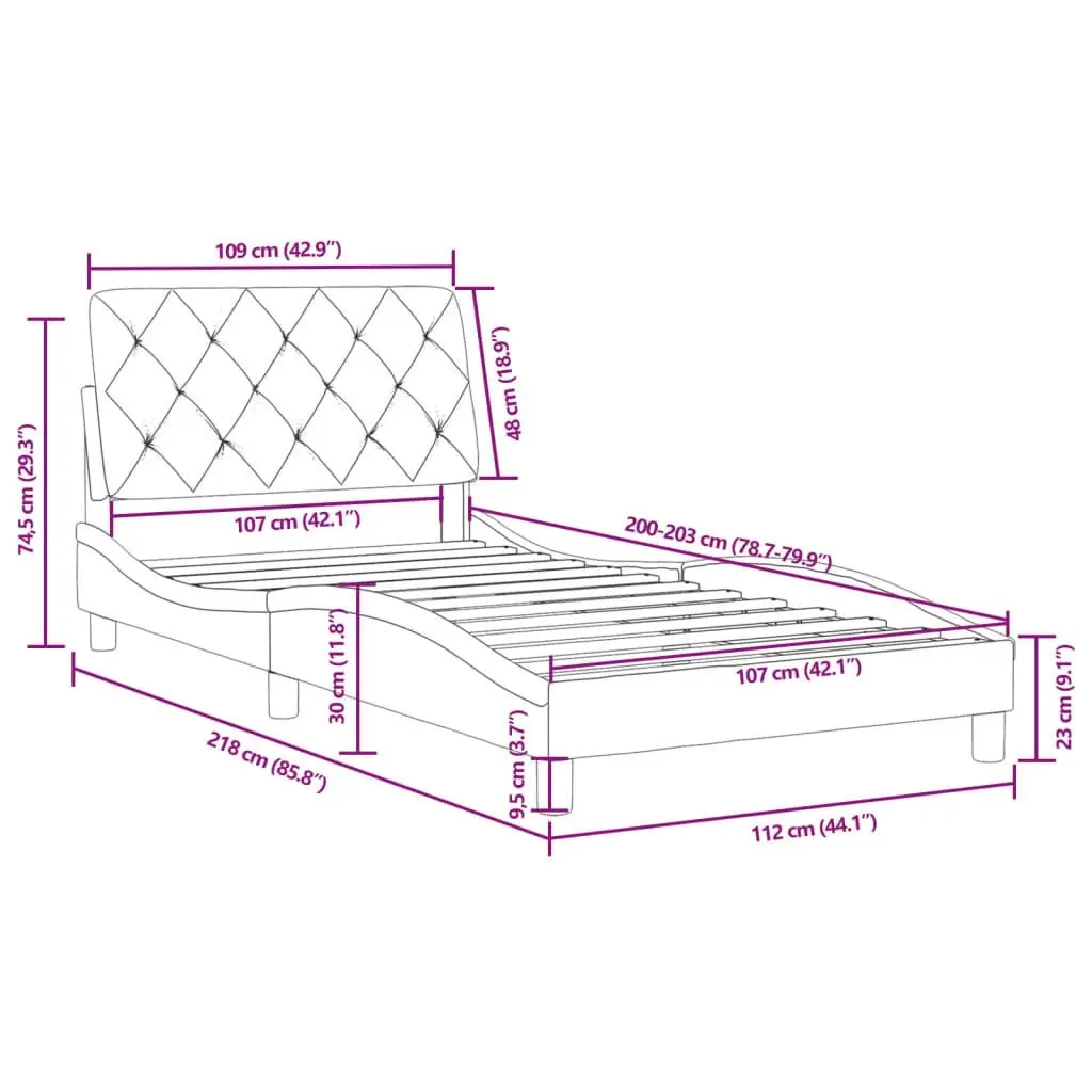 Bed Frame without Mattress Black 107x203 cm King Single Velvet 3208249