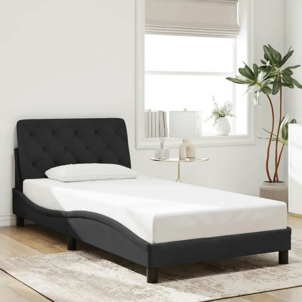 Bed Frame with Headboard Black 106x203 cm King Single Size Velvet 3208249