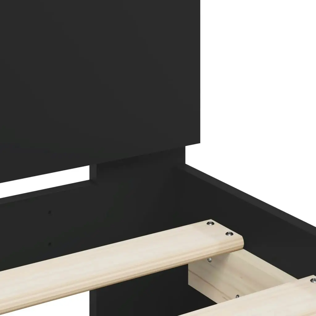 Bed Frame with Headboard Black 135x190 cm Engineered Wood 3207442