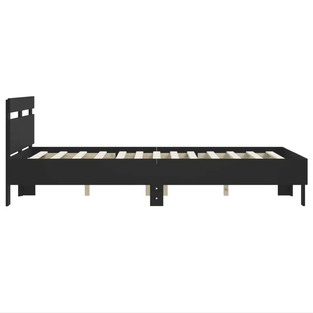 Bed Frame with Headboard Black 135x190 cm Engineered Wood 3207442