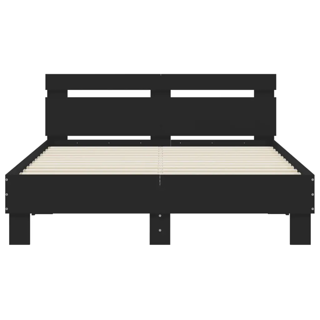 Bed Frame with Headboard Black 135x190 cm Engineered Wood 3207442