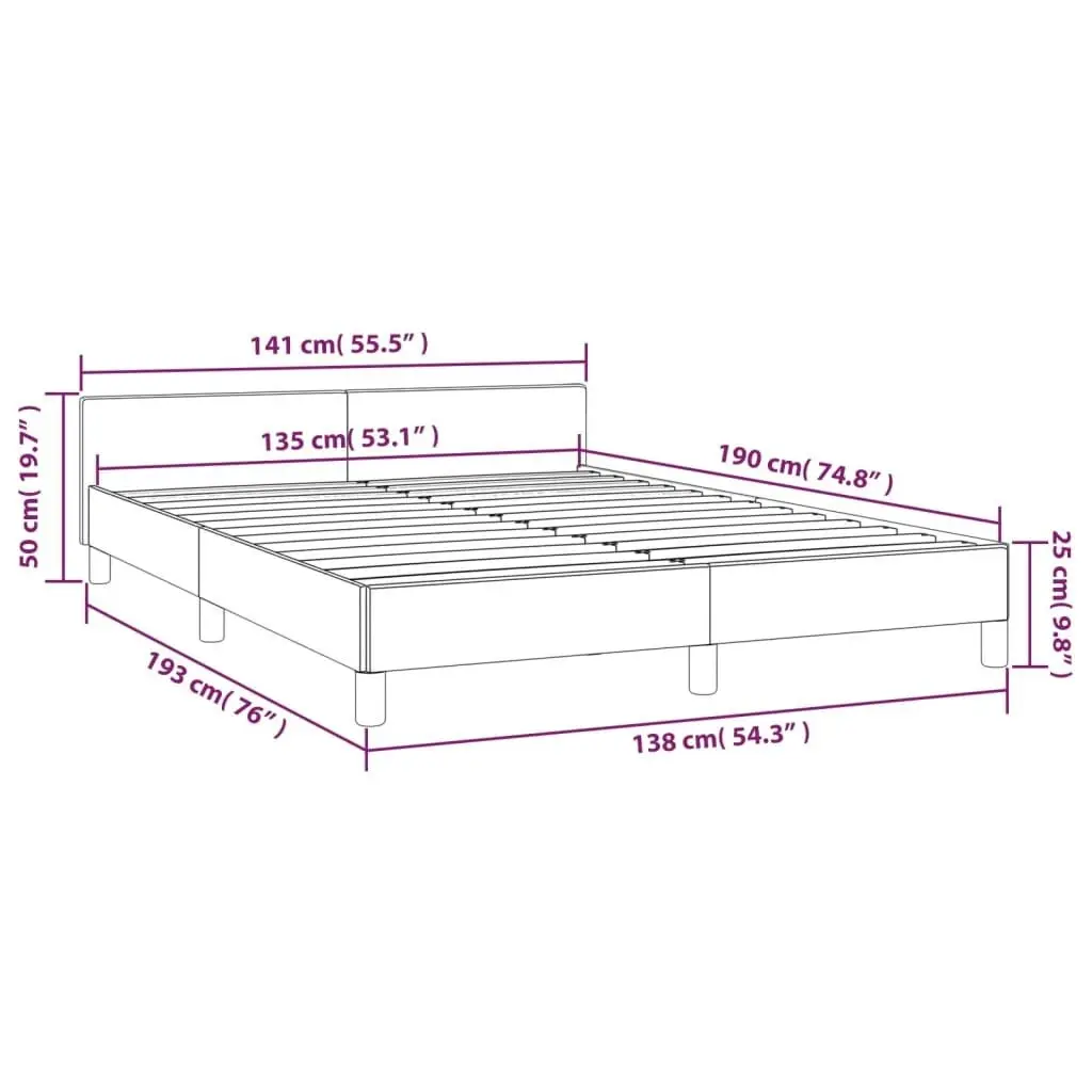 Bed Frame without Mattress Black Double Fabric 347455