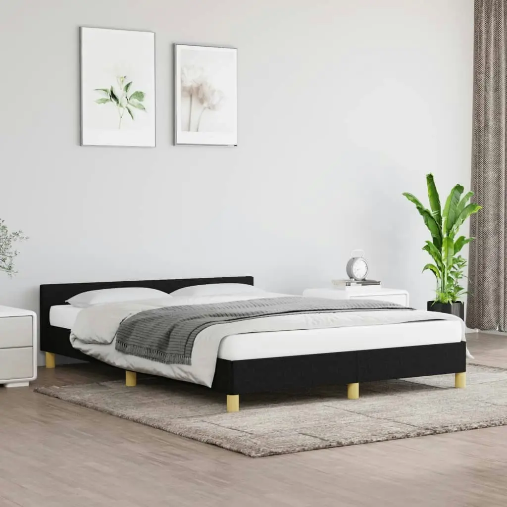 Bed Frame without Mattress Black Double Fabric 347455