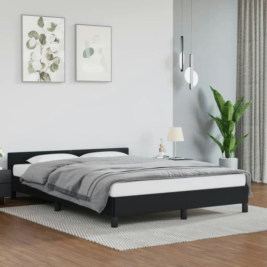 Bed Frame with Headboard Black 137x187 cm Double Faux Leather 347529