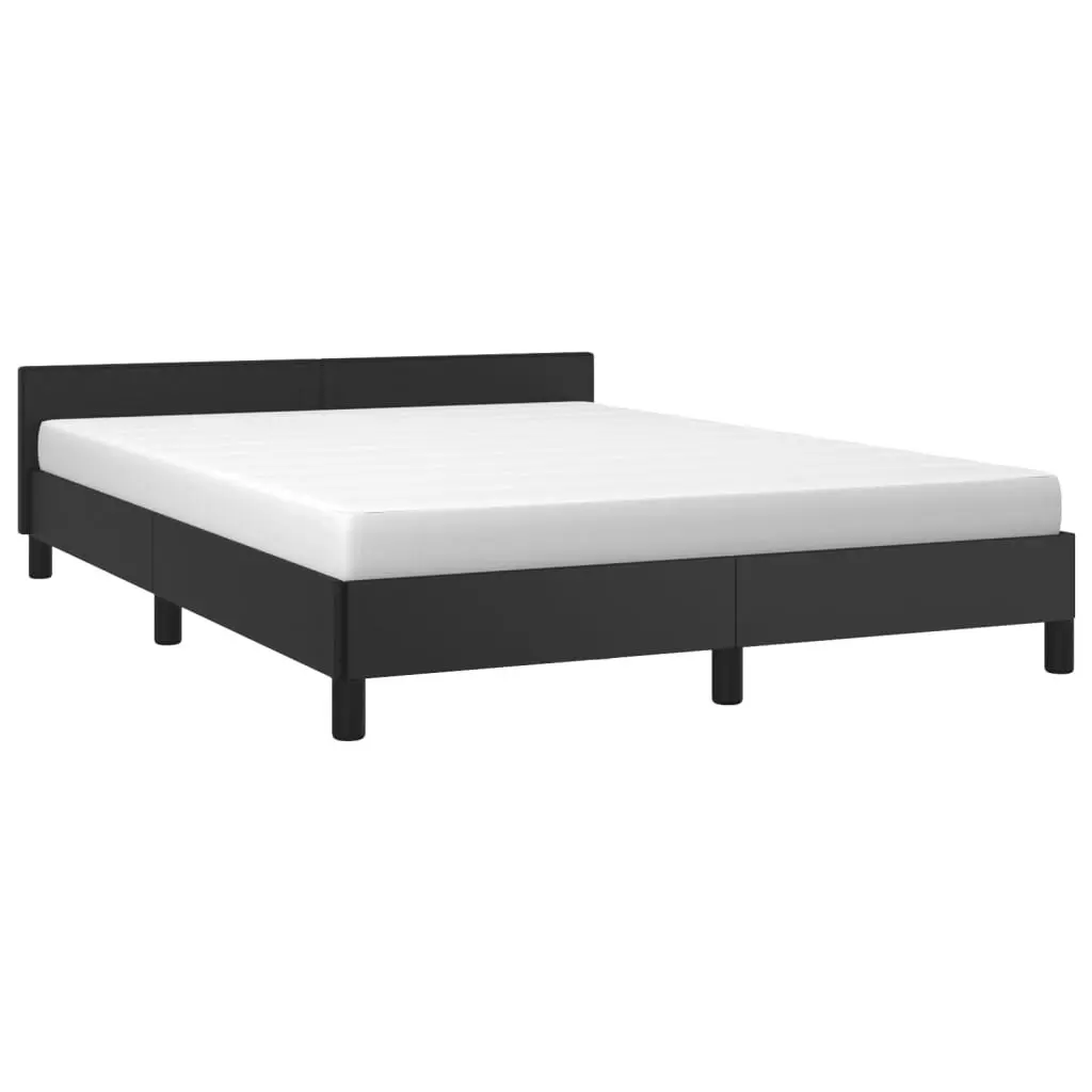 Bed Frame with Headboard Black 137x187 cm Double Faux Leather 347529