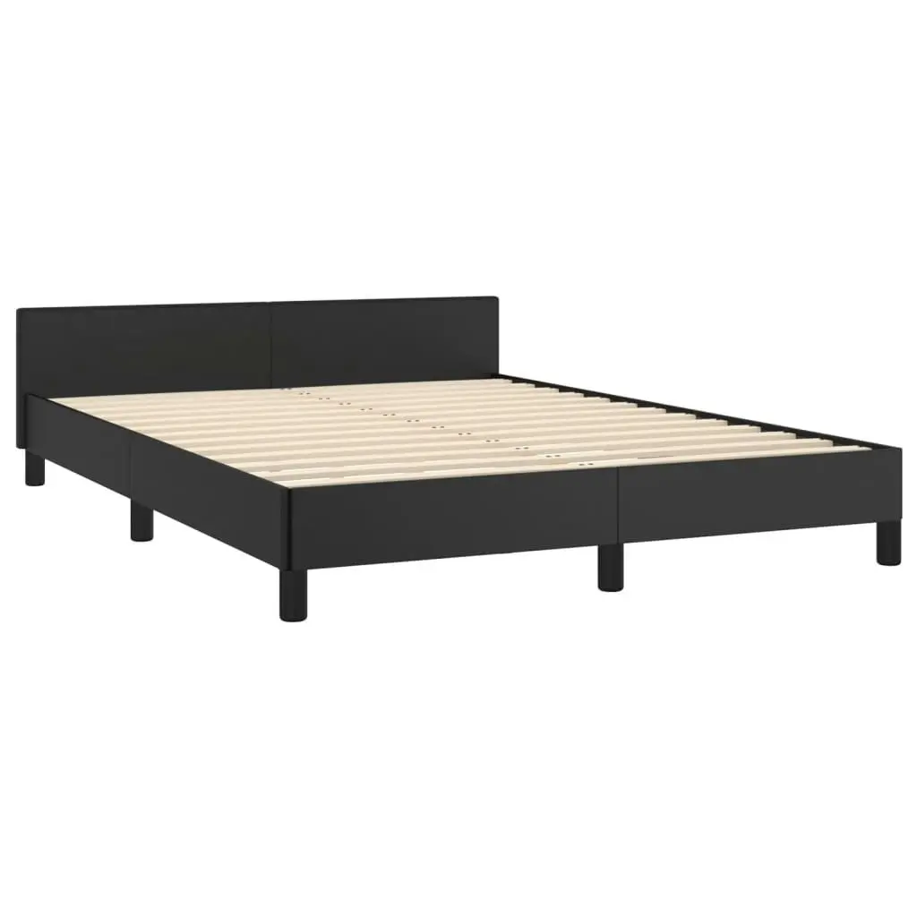 Bed Frame with Headboard Black 137x187 cm Double Faux Leather 347529