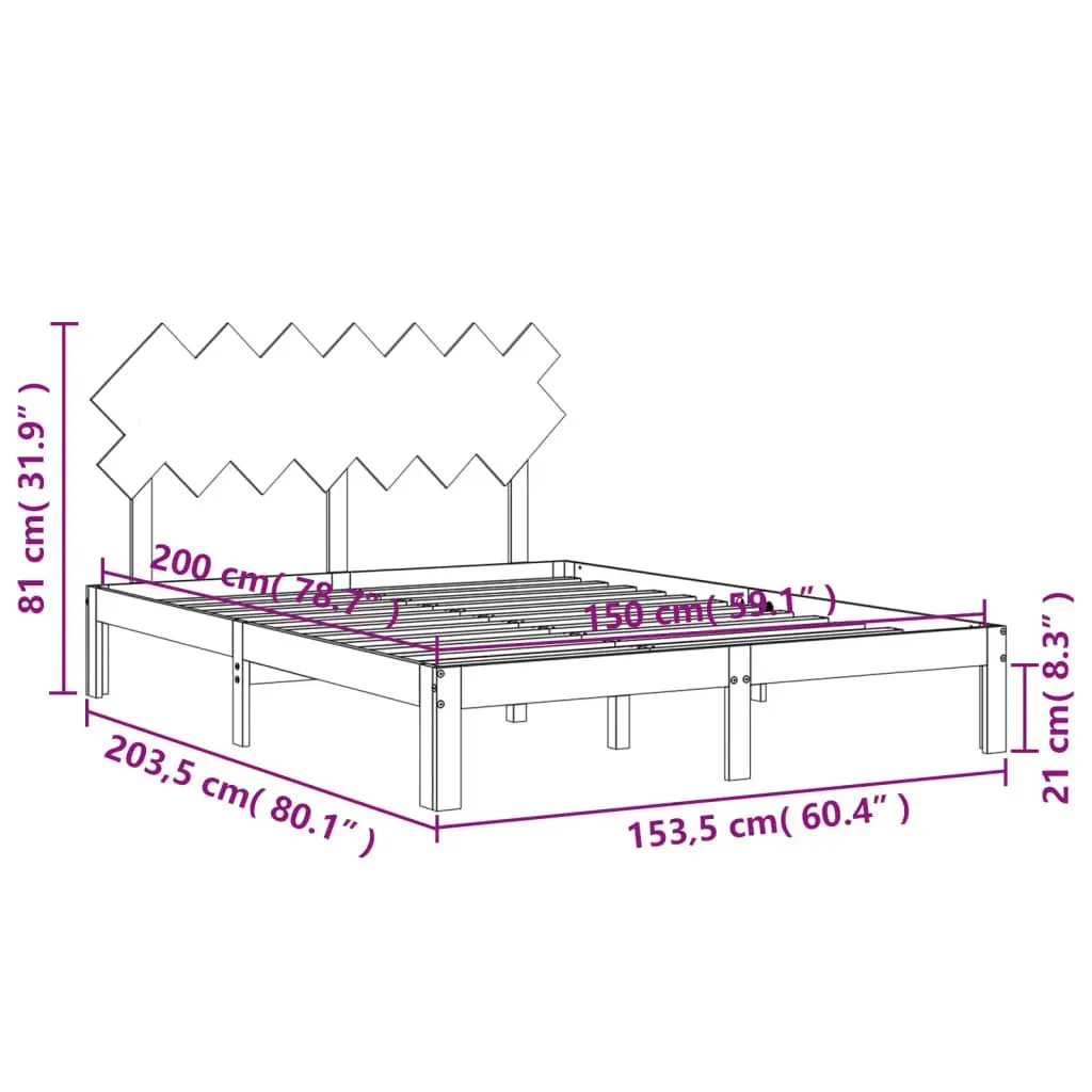 Bed Frame without Mattress 150x200 cm Solid Wood Pine 3193731