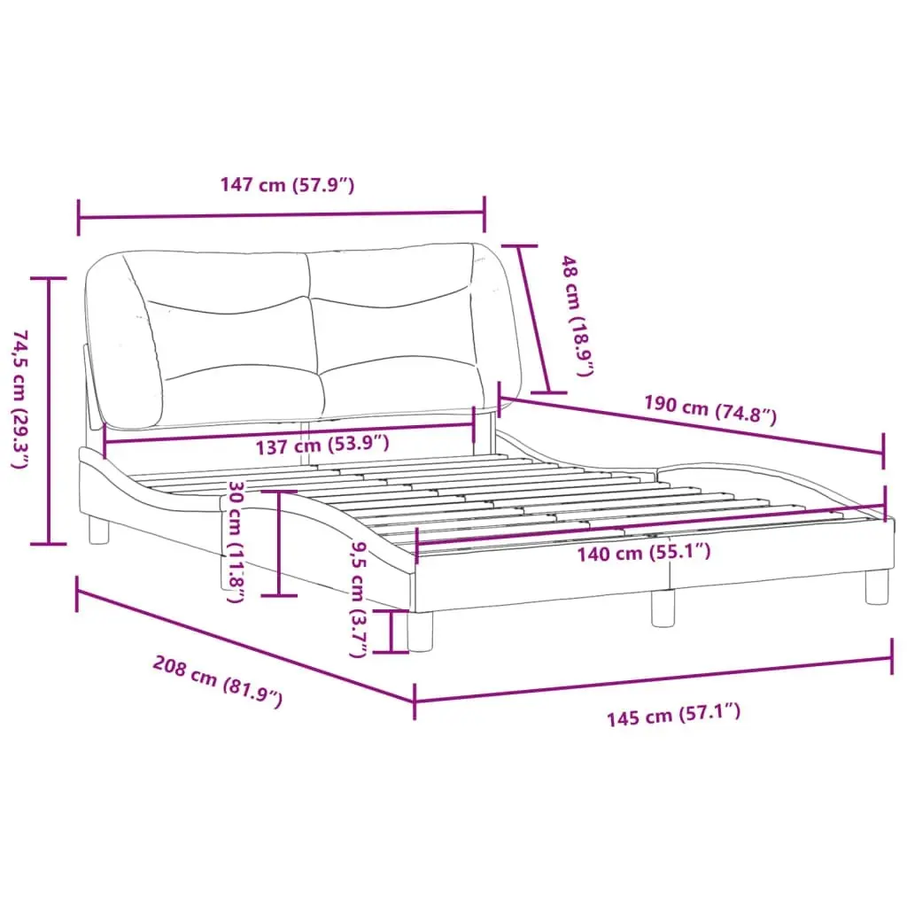 Bed Frame without Mattress Black 137x187 cm Double Fabric 3208235