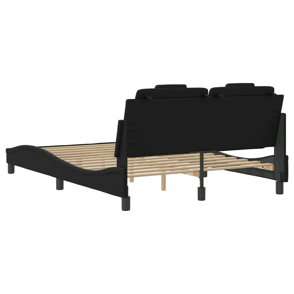 Bed Frame with Headboard Black 137x187 cm Double Size Faux Leather 3208130