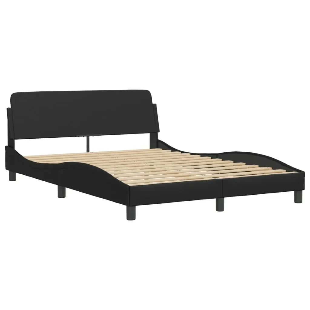 Bed Frame with Headboard Black 137x187 cm Double Size Faux Leather 3208130