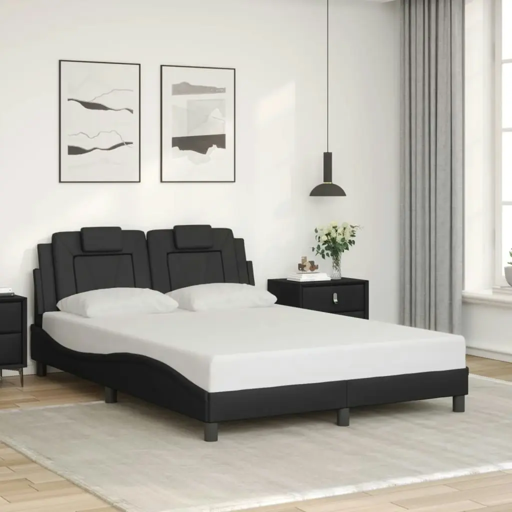 Bed Frame with Headboard Black 137x187 cm Double Size Faux Leather 3208130