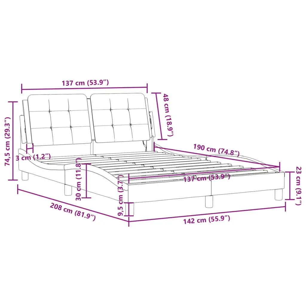 Bed Frame with Headboard Black 137x187 cm Double Size Faux Leather 3208218