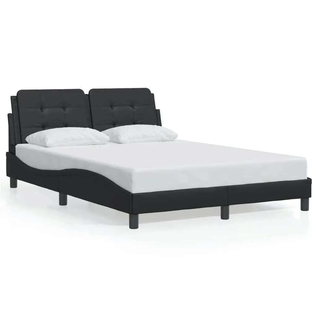 Bed Frame with Headboard Black 137x187 cm Double Size Faux Leather 3208218