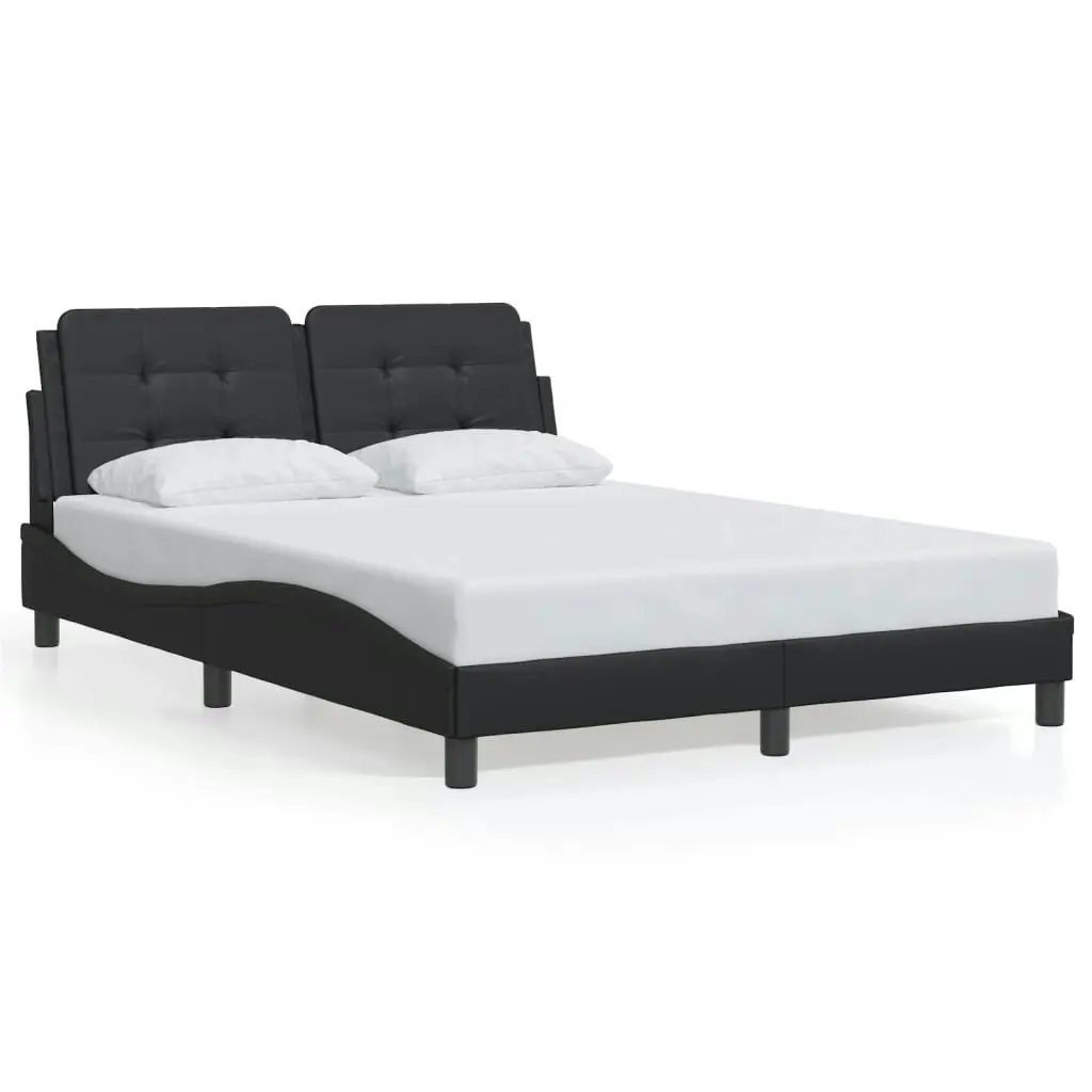 Bed Frame with Headboard Black 137x187 cm Double Size Faux Leather 3208278