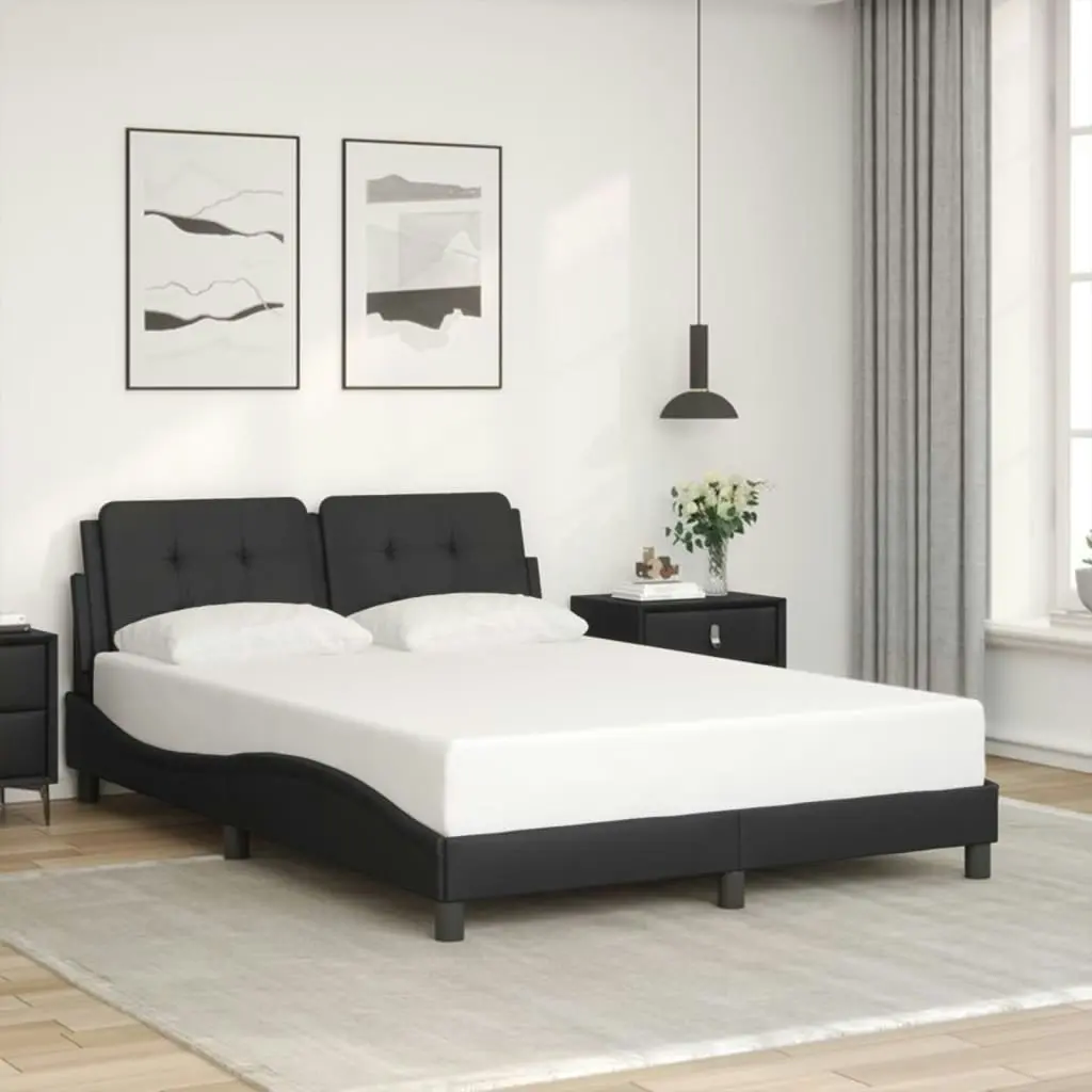 Bed Frame with Headboard Black 137x187 cm Double Size Faux Leather 3208278