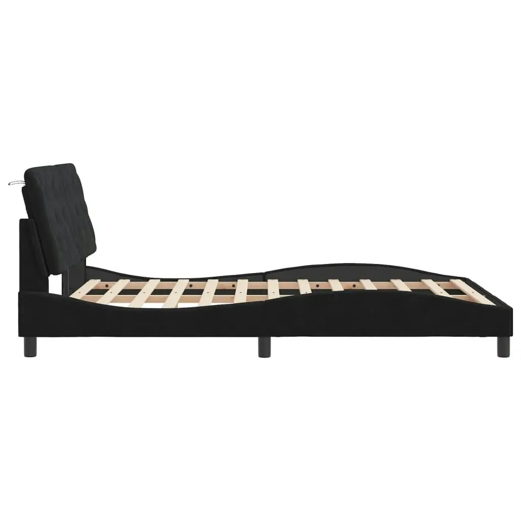 Bed Frame with Headboard Black 137x187 cm Double Size Velvet 3208250