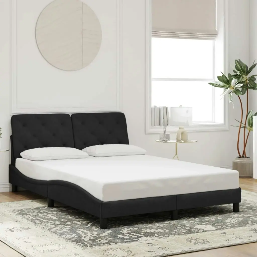 Bed Frame with Headboard Black 137x187 cm Double Size Velvet 3208250