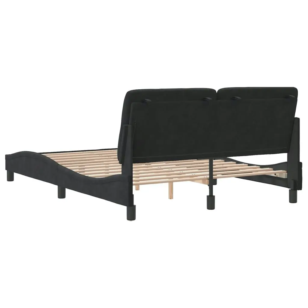 Bed Frame with Headboard Black 137x187 cm Double Size Velvet 3208250