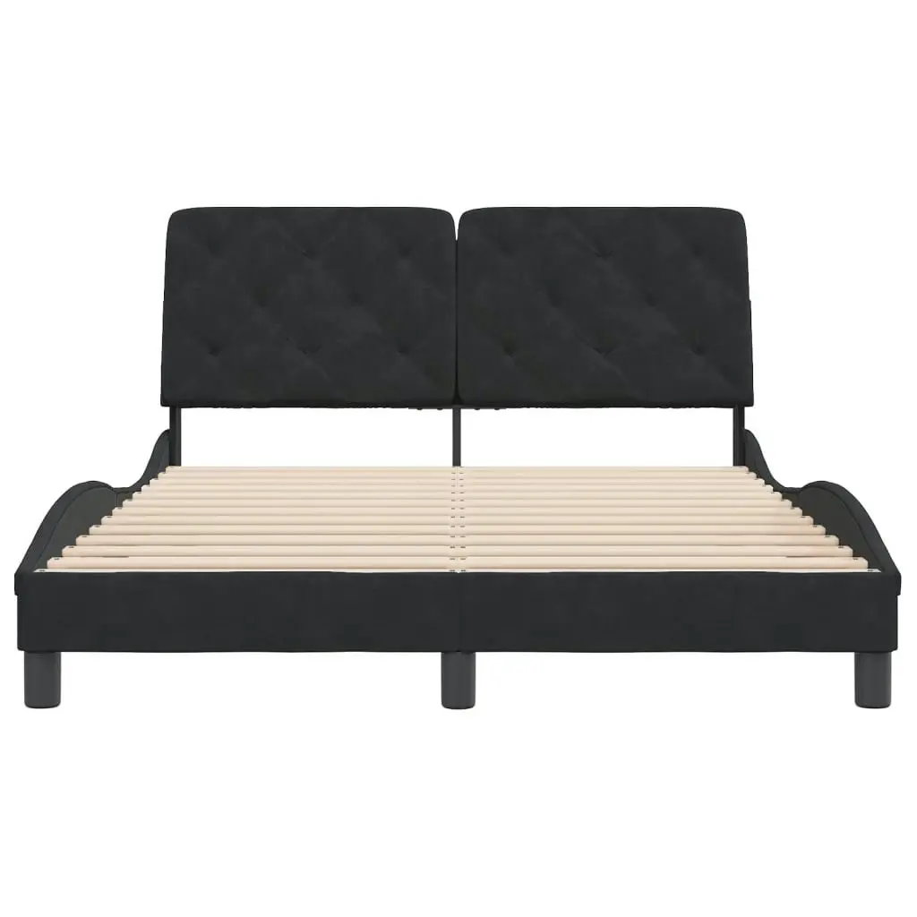 Bed Frame with Headboard Black 137x187 cm Double Size Velvet 3208250