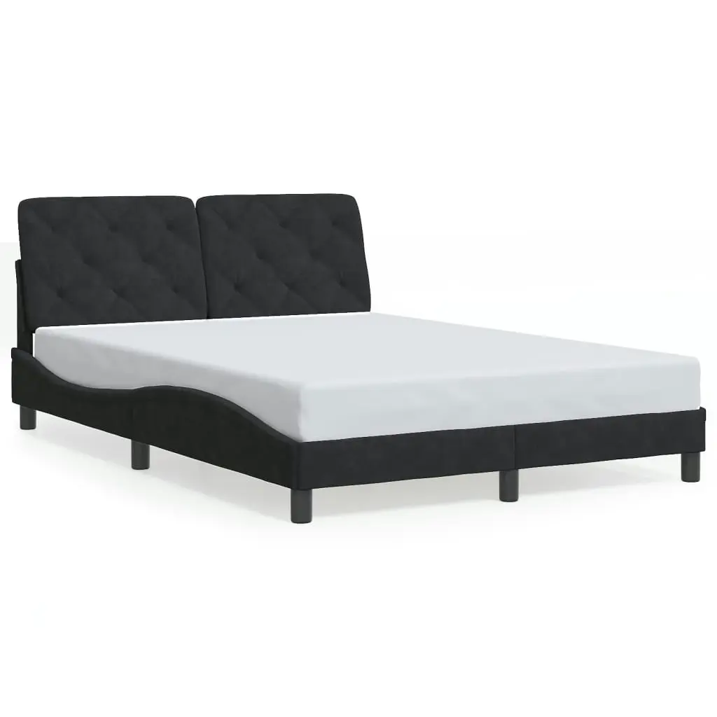 Bed Frame with Headboard Black 137x187 cm Double Size Velvet 3208250