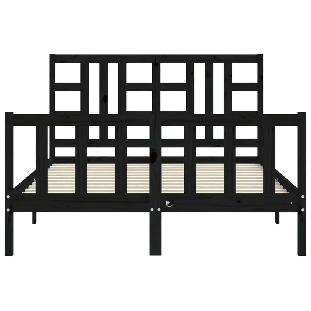 Bed Frame with Headboard Black 137x187 cm Double Solid Wood 3191950