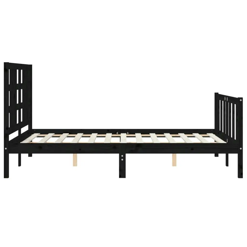 Bed Frame with Headboard Black 137x187 cm Double Solid Wood 3191950