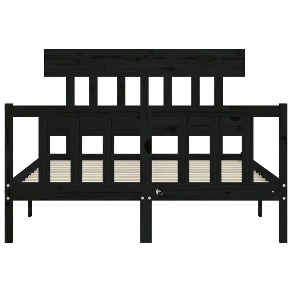 Bed Frame without Mattress Black 135x190 cm Solid Wood Pine 3193315