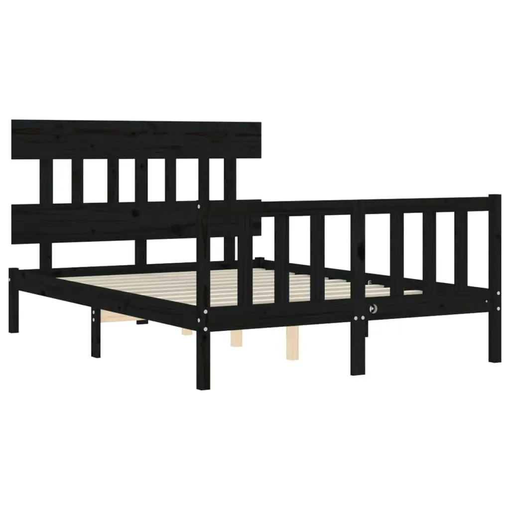 Bed Frame without Mattress Black 135x190 cm Solid Wood Pine 3193315