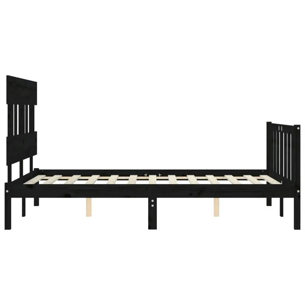 Bed Frame without Mattress Black 135x190 cm Solid Wood Pine 3193315