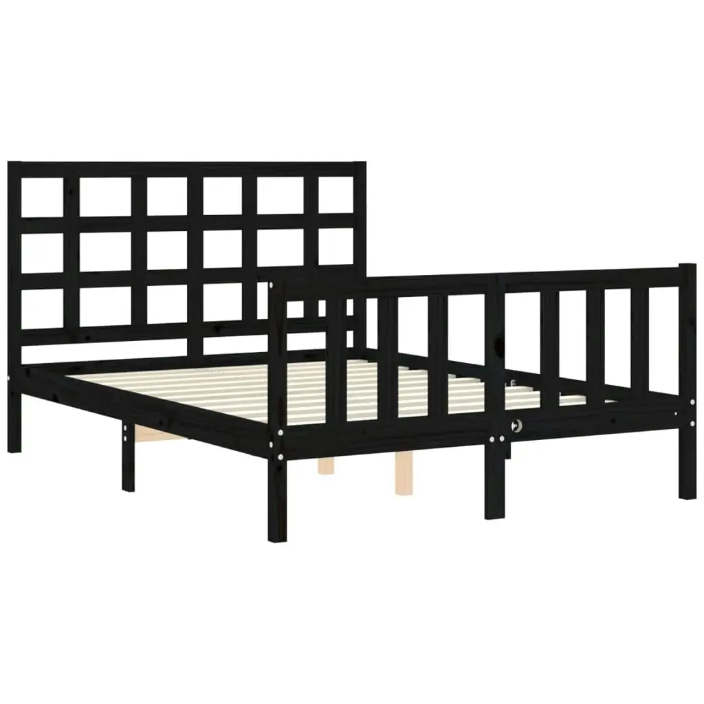 Bed Frame without Mattress Black 135x190 cm Solid Wood Pine 3192080