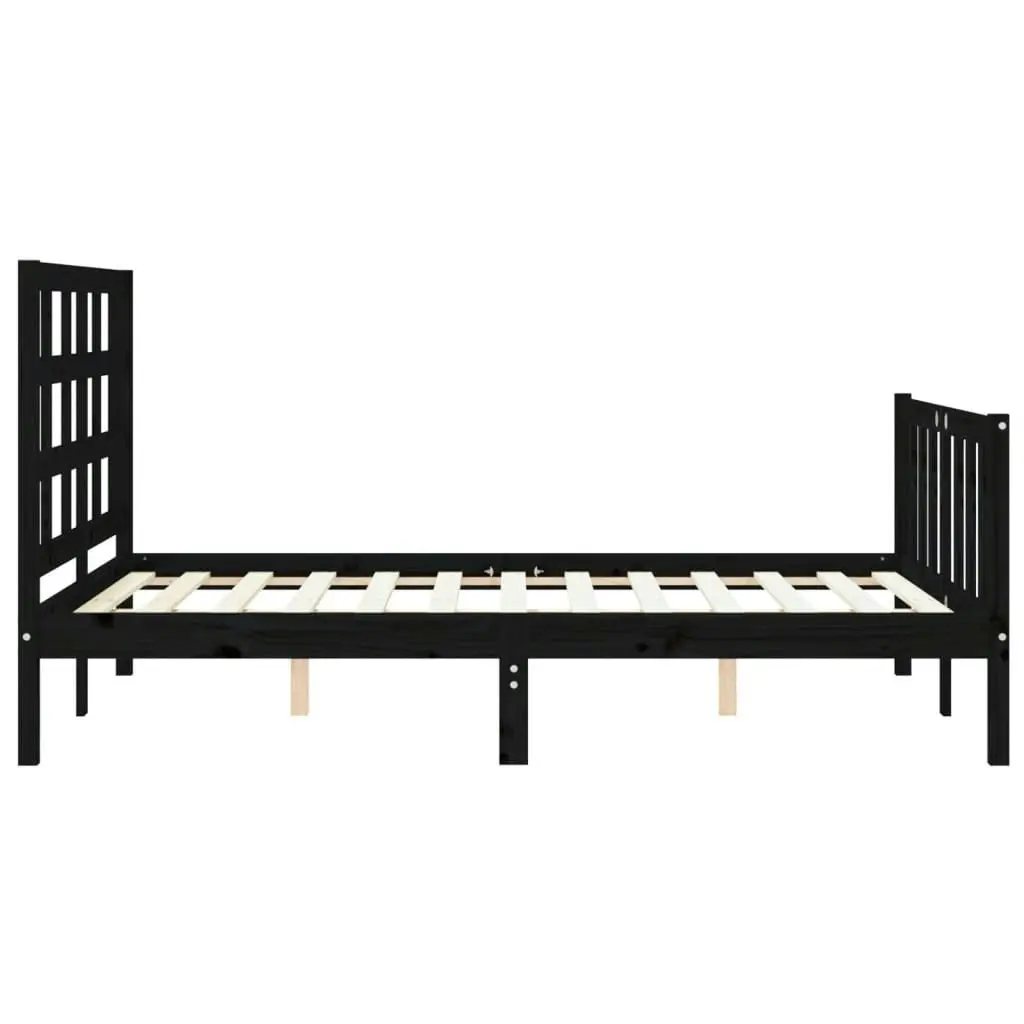 Bed Frame without Mattress Black 135x190 cm Solid Wood Pine 3192080