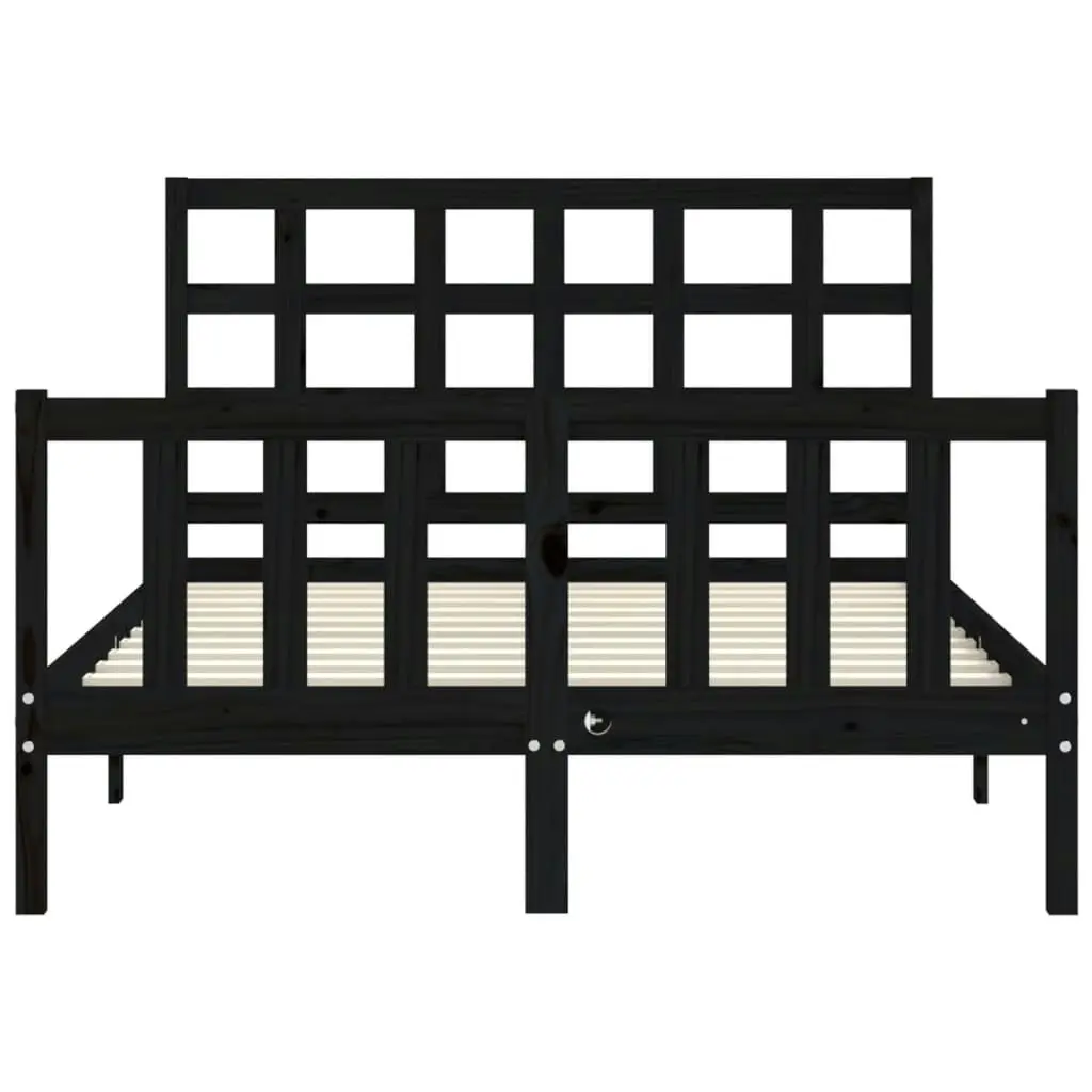 Bed Frame without Mattress Black 135x190 cm Solid Wood Pine 3192080