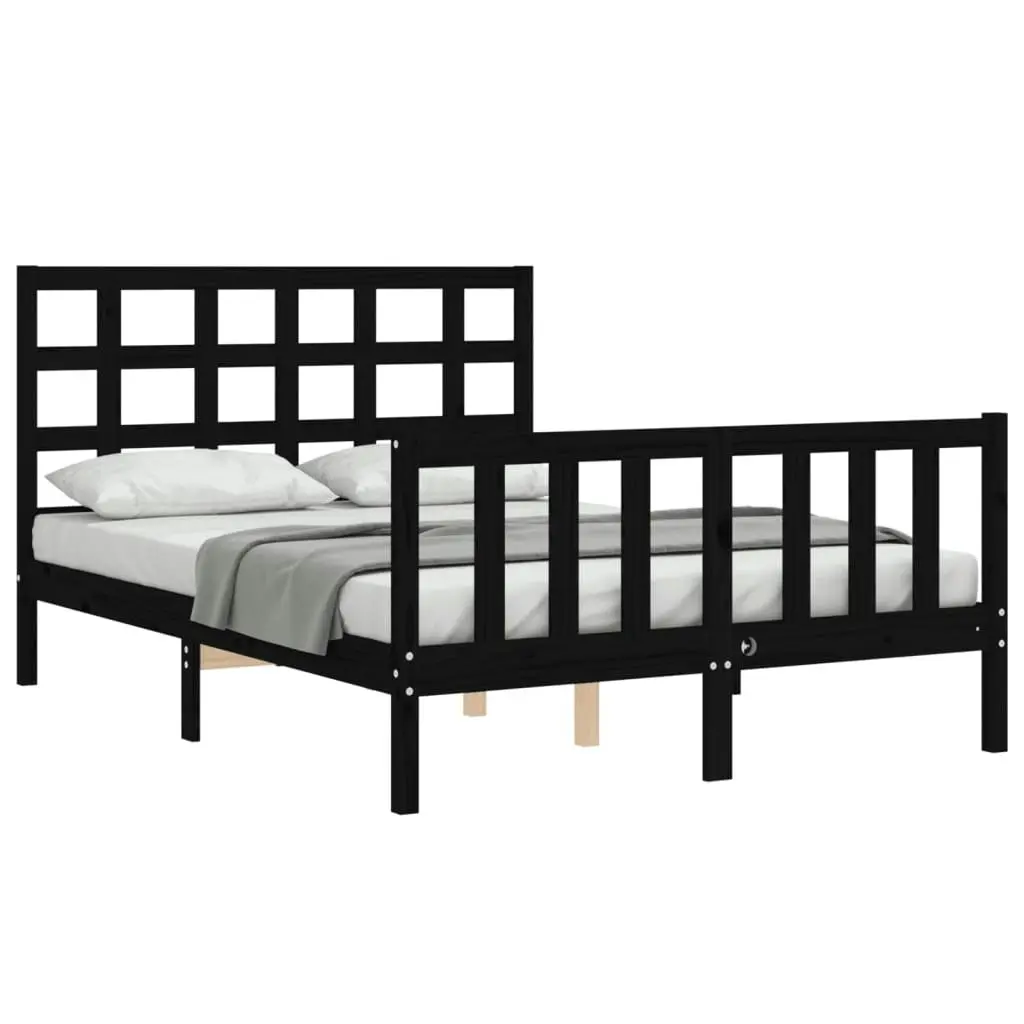 Bed Frame without Mattress Black 135x190 cm Solid Wood Pine 3192080