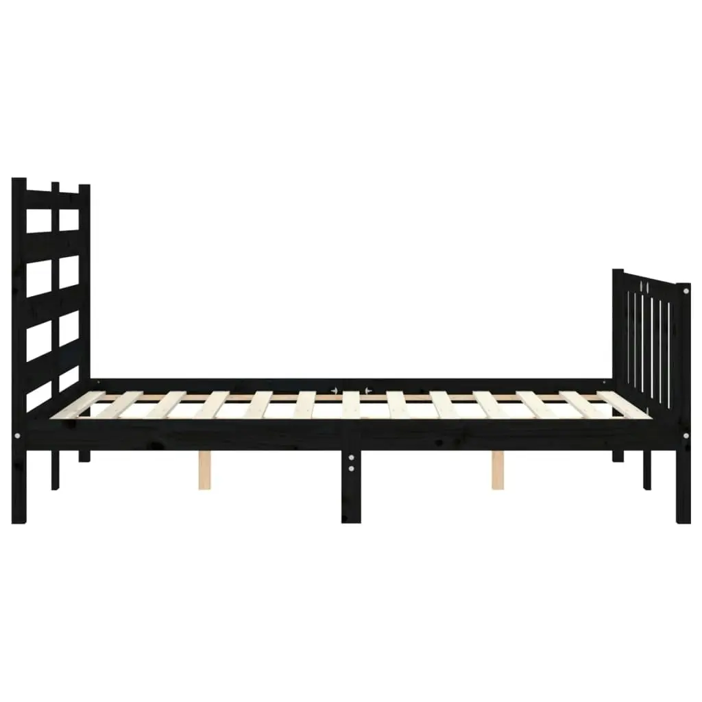 Bed Frame without Mattress Black 135x190 cm Solid Wood Pine 3192015