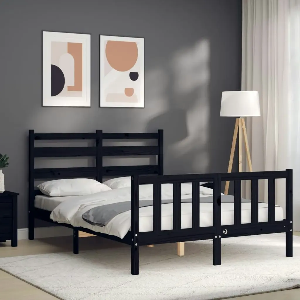 Bed Frame without Mattress Black 135x190 cm Solid Wood Pine 3192015