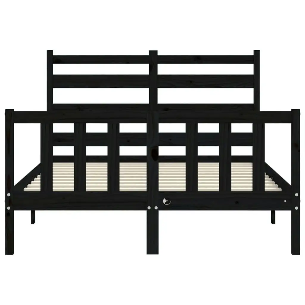 Bed Frame without Mattress Black 135x190 cm Solid Wood Pine 3192015