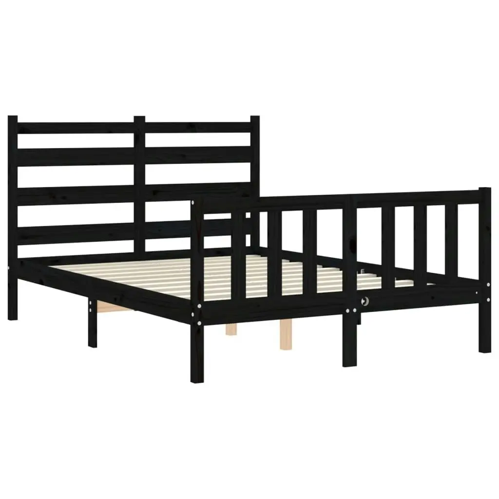 Bed Frame without Mattress Black 135x190 cm Solid Wood Pine 3192015