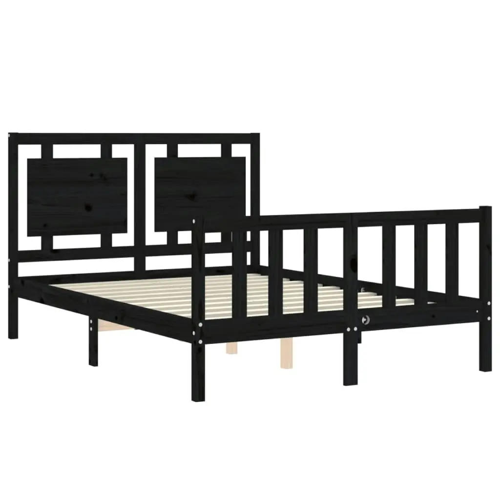 Bed Frame without Mattress Black 135x190 cm Solid Wood Pine 3192145