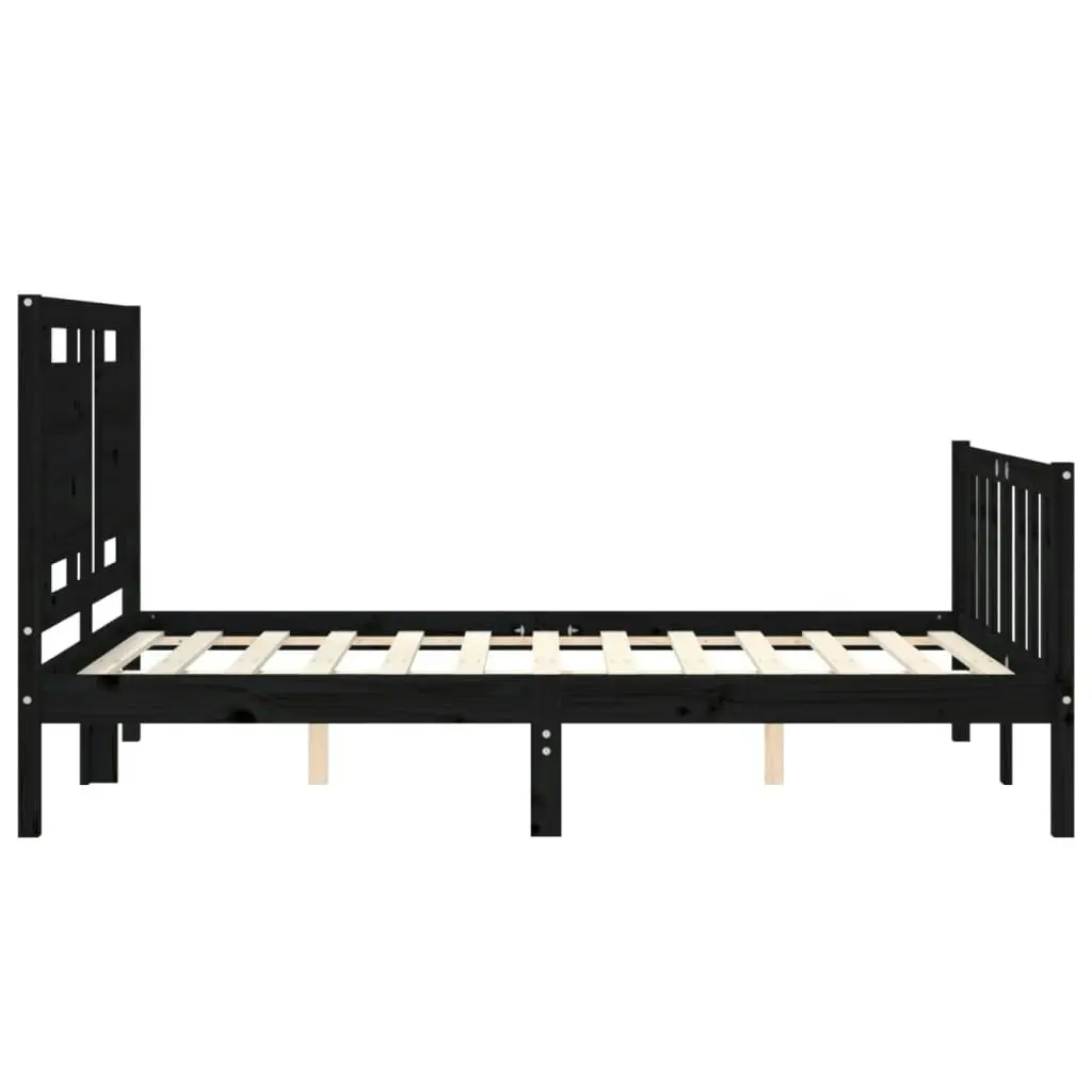 Bed Frame without Mattress Black 135x190 cm Solid Wood Pine 3192145