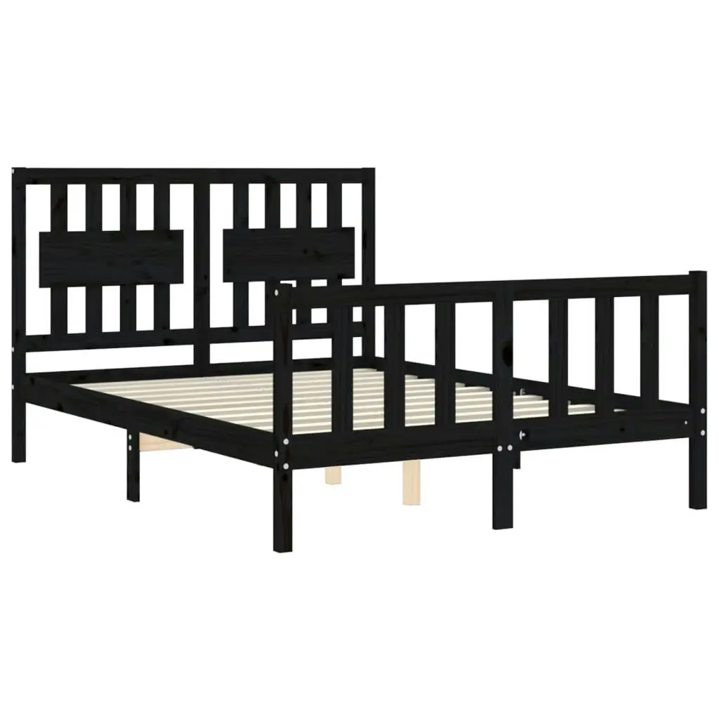 Bed Frame without Mattress Black 135x190 cm Solid Wood Pine 3192405