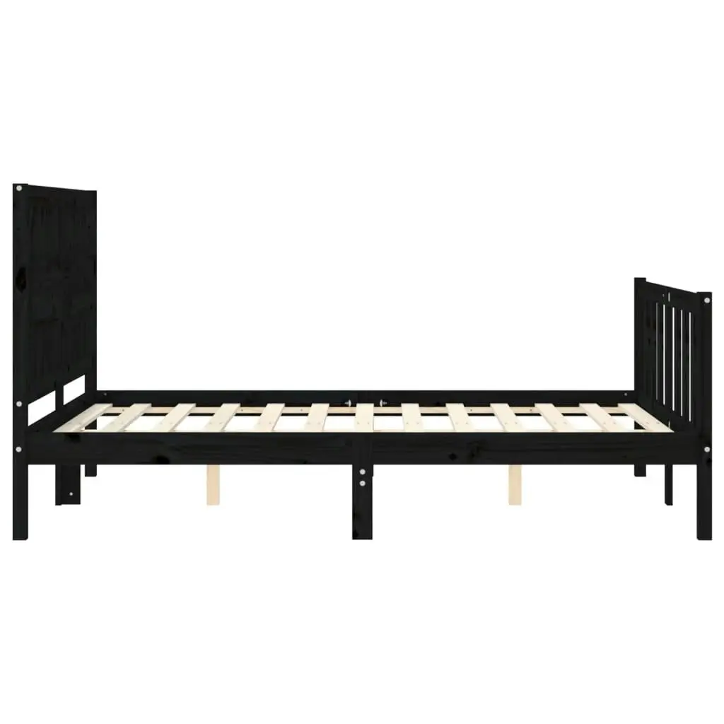 Bed Frame without Mattress Black 135x190 cm Solid Wood Pine 3192405