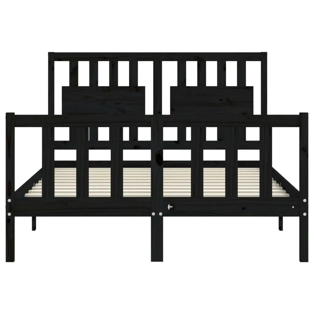 Bed Frame without Mattress Black 135x190 cm Solid Wood Pine 3192405