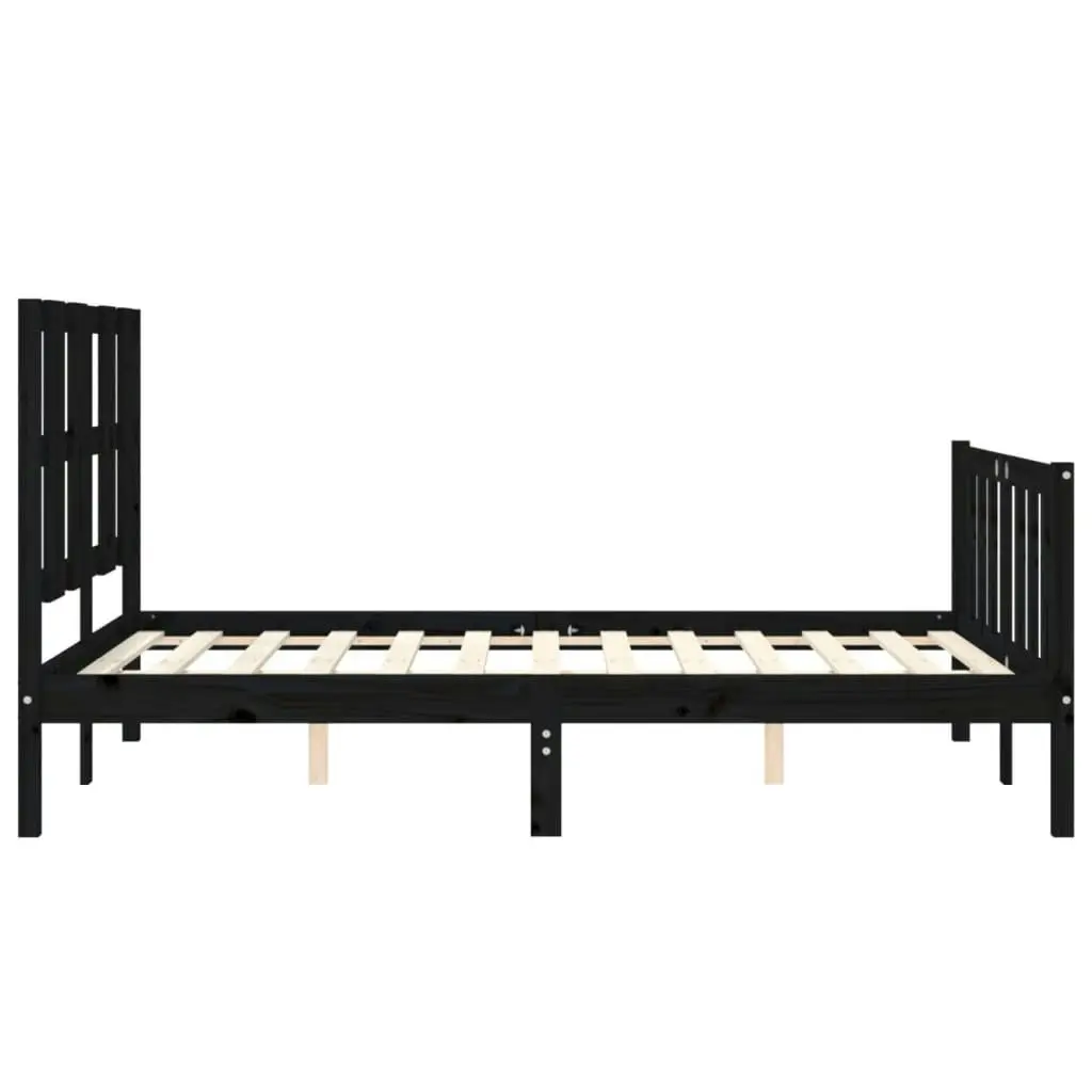 Bed Frame without Mattress Black 135x190 cm Solid Wood Pine 3192210