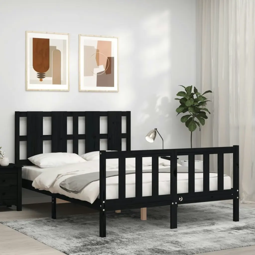 Bed Frame without Mattress Black 135x190 cm Solid Wood Pine 3192210