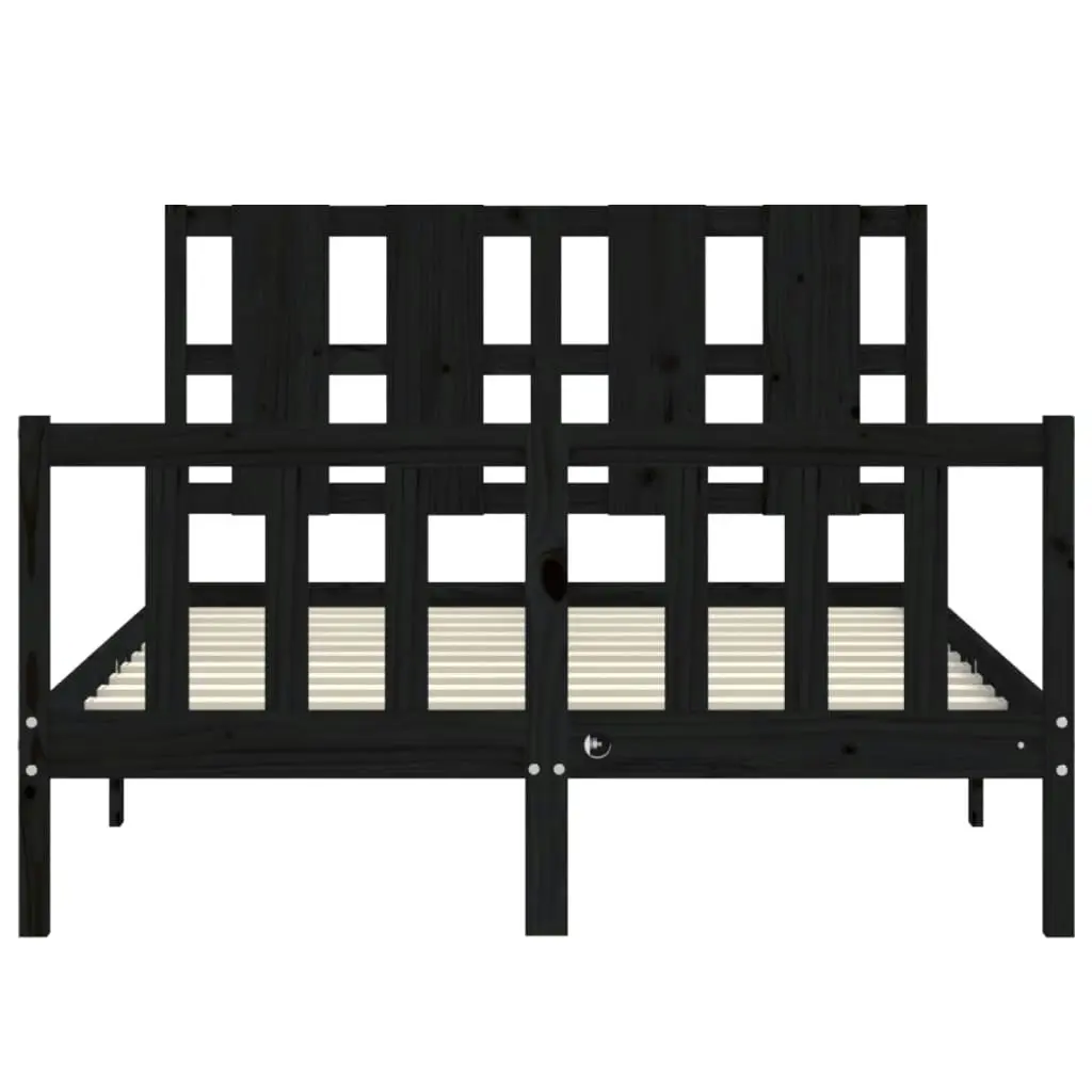 Bed Frame without Mattress Black 135x190 cm Solid Wood Pine 3192210