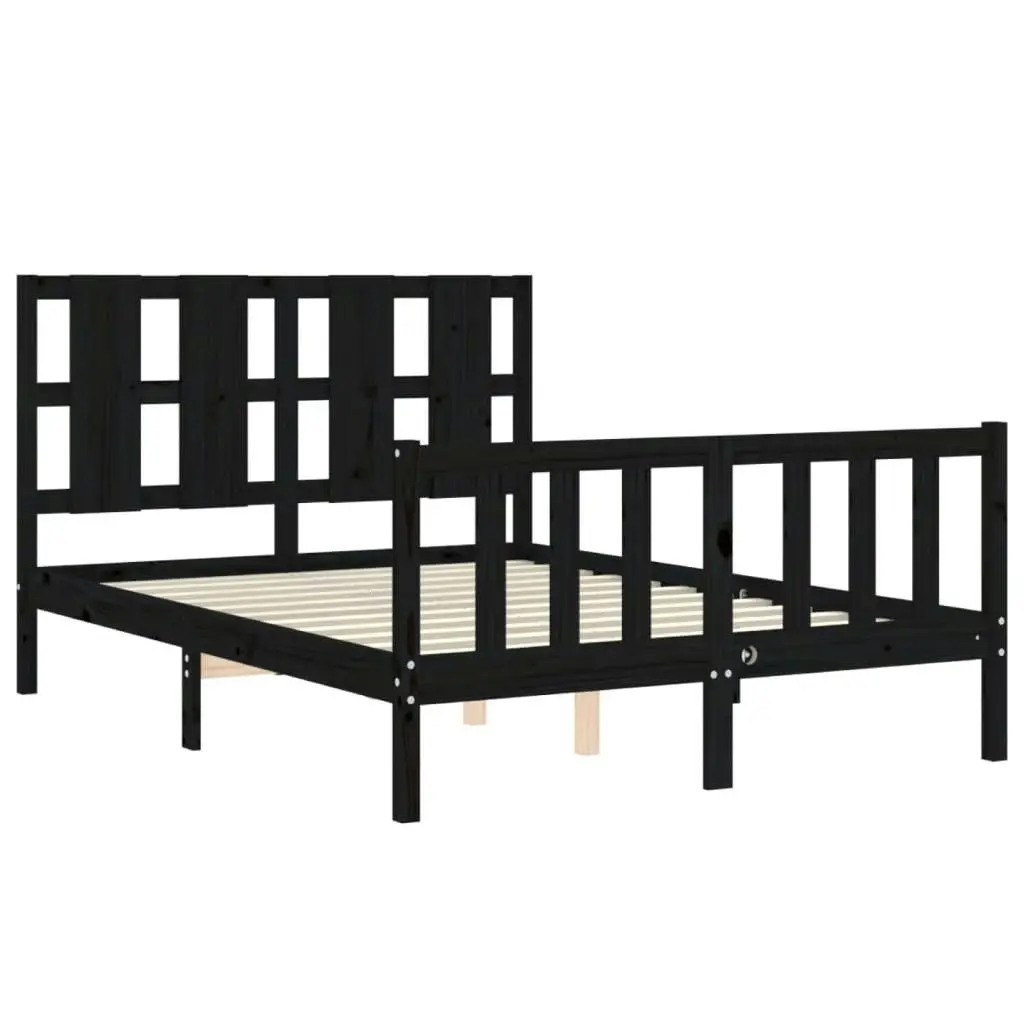 Bed Frame without Mattress Black 135x190 cm Solid Wood Pine 3192210