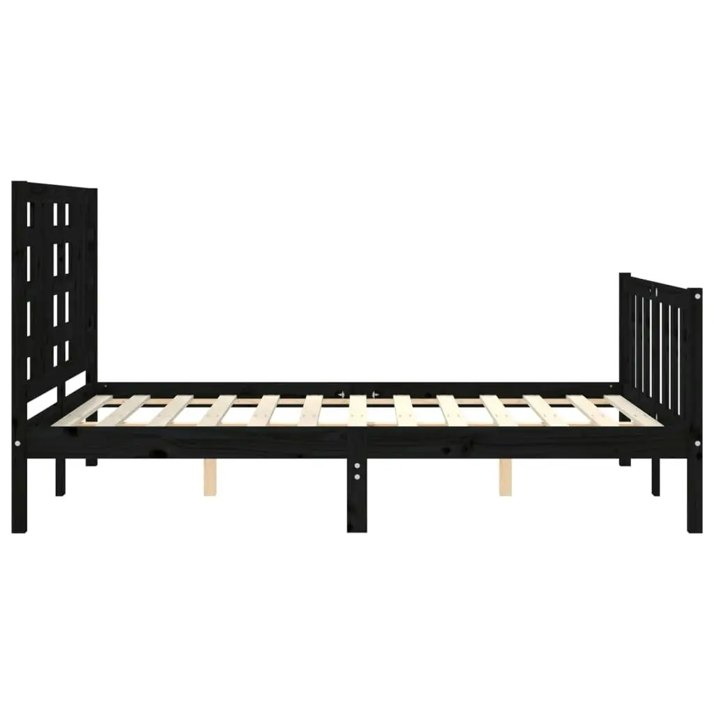 Bed Frame without Mattress Black 135x190 cm Solid Wood Pine 3192795