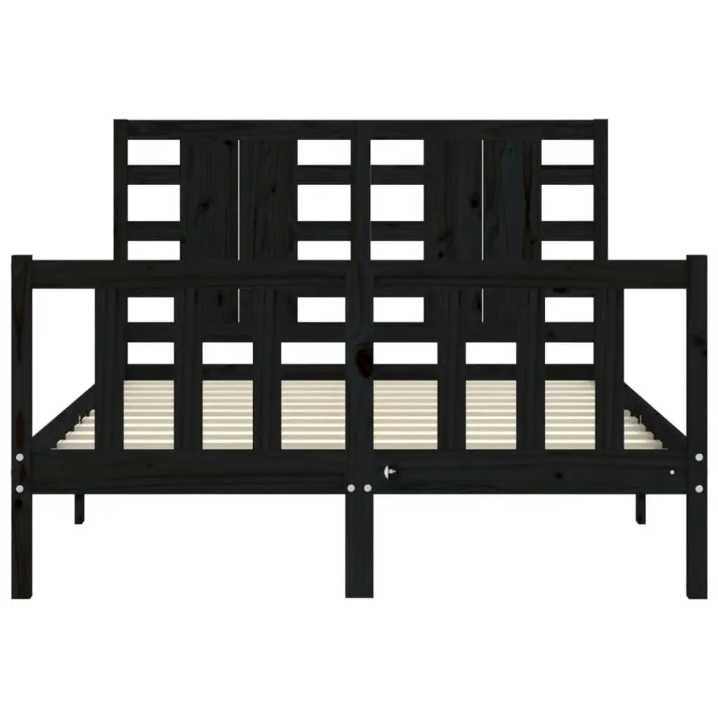 Bed Frame without Mattress Black 135x190 cm Solid Wood Pine 3192795