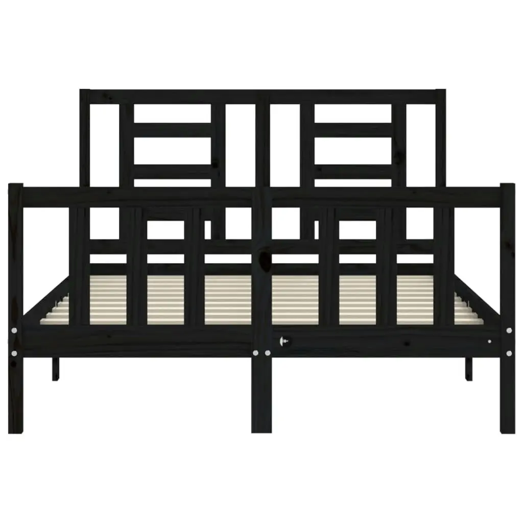 Bed Frame without Mattress Black 135x190 cm Solid Wood Pine 3192860