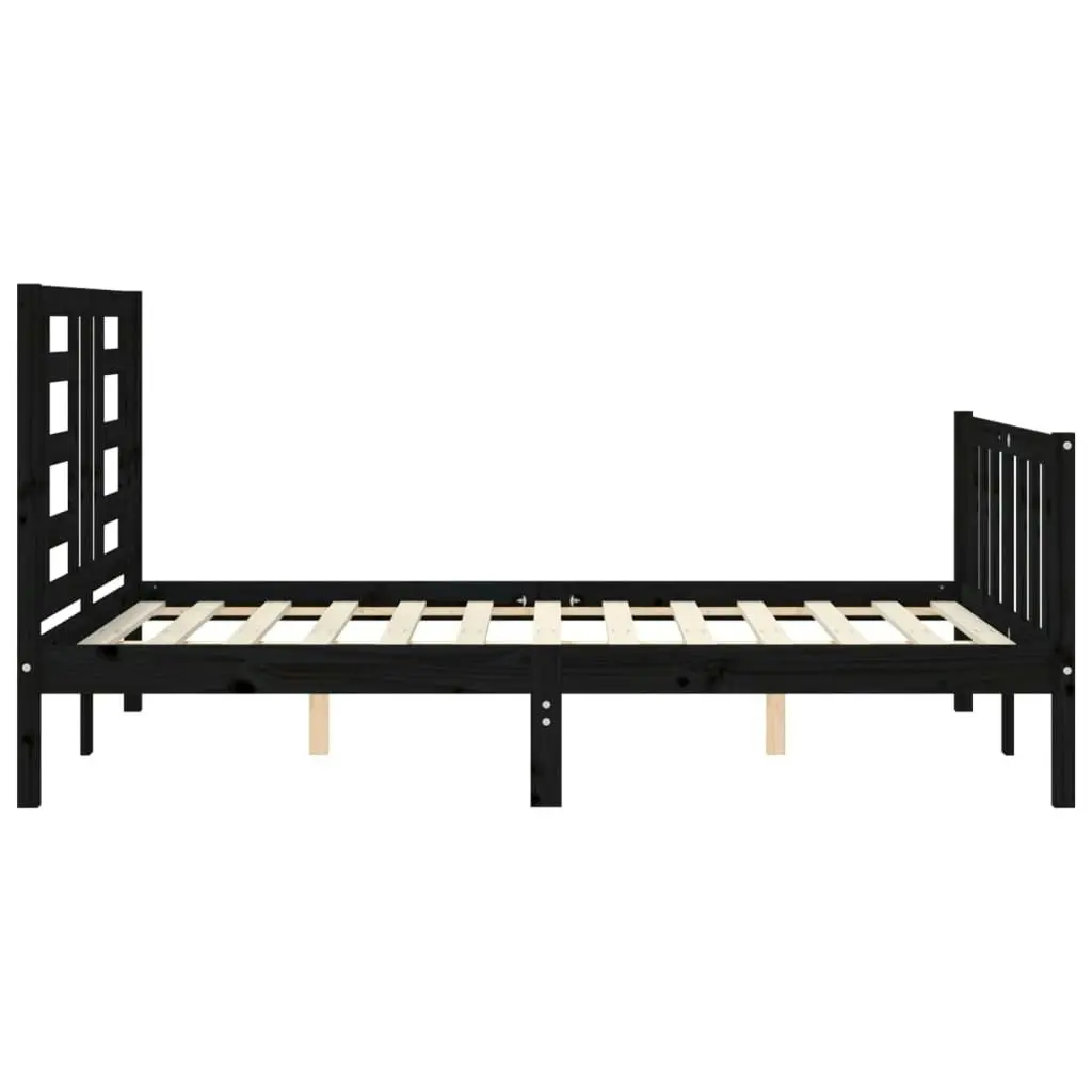 Bed Frame without Mattress Black 135x190 cm Solid Wood Pine 3192860